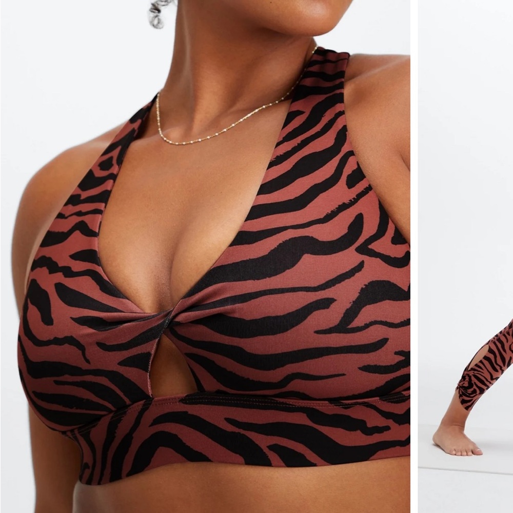 Fabletics Oasis Twist Medium Impact Sports Bra Pink and Black Zebra Size M - Picture 9 of 15